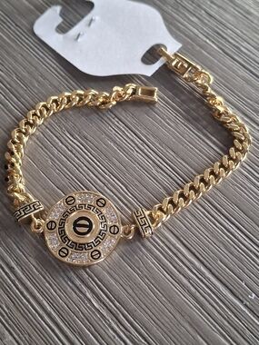 Gold-Tone Greek Key Disc Bracelet - Women Jewelry Bracelets